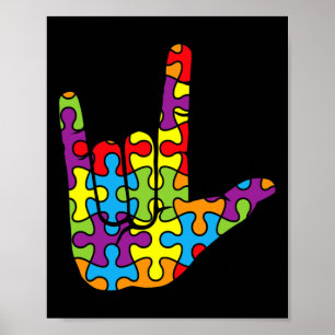 ASL Love Sign Language Autistic Puzzle Autism Awar