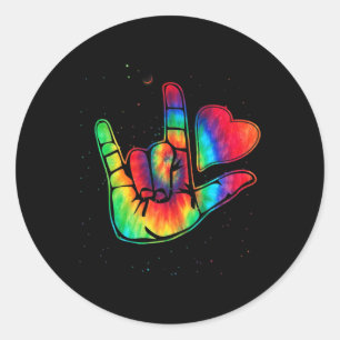 ASL Love Sign Language Hand Autism Awareness Suppo Classic Round Sticker