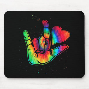 ASL Love Sign Language Hand Autism Awareness Suppo Mouse Mat