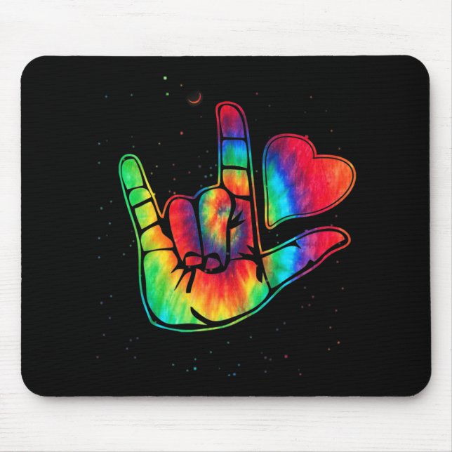 ASL Love Sign Language Hand Autism Awareness Suppo Mouse Mat (Front)