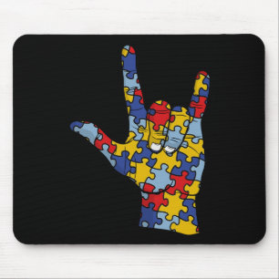 ASL Love Sign Language Hand Autism Awareness Suppo Mouse Mat