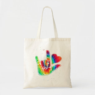 ASL Love Sign Language Hand Autism Awareness Suppo Tote Bag