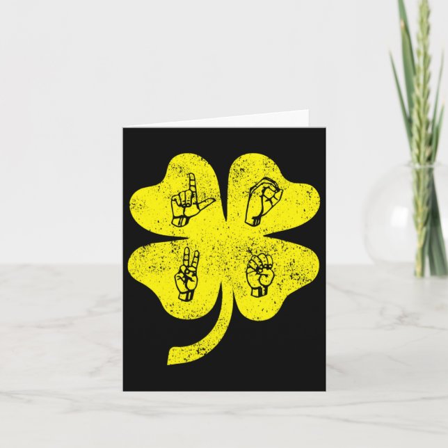 Asl Love Sign Language St Patrick's Day Deaf Aware Card (Front)