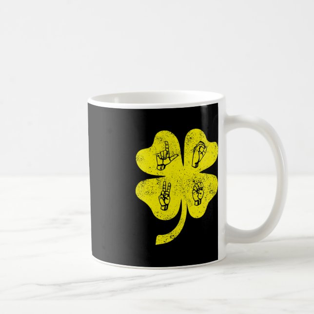 ASL Love Sign Language St Patrick's Day Deaf Aware Coffee Mug (Right)
