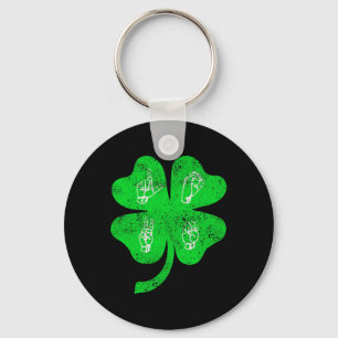 ASL Love Sign Language St Patrick's Day Deaf Aware Key Ring