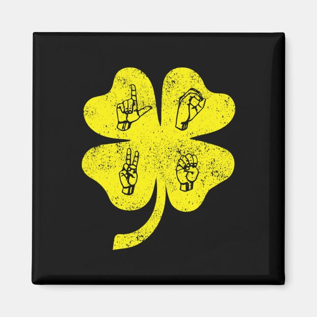 ASL Love Sign Language St Patrick's Day Deaf Aware Magnet (Front)