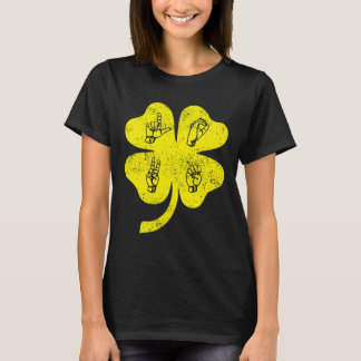 ASL Love Sign Language St Patrick's Day Deaf Aware T-Shirt