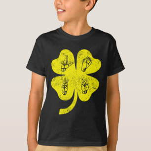 ASL Love Sign Language St Patrick's Day Deaf Aware T-Shirt