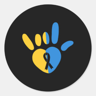 Asl Love Sign Non-verl Down Syndrome Awareness Hea Classic Round Sticker