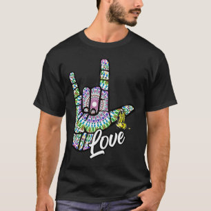 ASL Love You Hand Sign Language Butterfly Deaf Awa T-Shirt