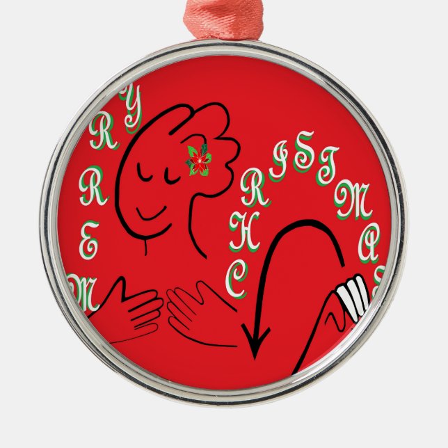 ASL Merry Christmas Metal Tree Decoration (Front)