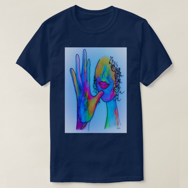 ASL Mother in Blue Overtones T-Shirt (Design Front)