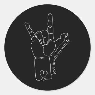 Asl Mum Dad Kids Autism Awareness Teacher Sped Dea Classic Round Sticker