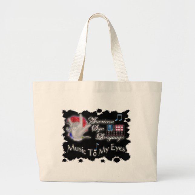 asl MUSIC to MY eyes Large Tote Bag (Front)