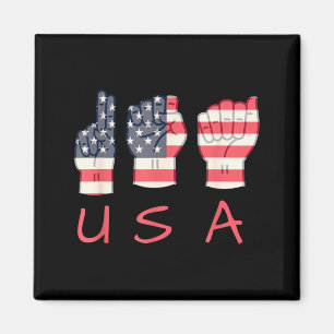 ASL Patriotic Mum USA Sign Language Teacher 4th of Magnet
