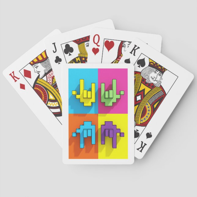 ASL Pixel Love Pop Classic Playing Cards (Back)