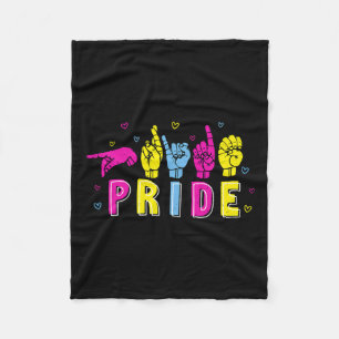 Asl Pride Pan Rainbow Sign Language Deaf Awareness Fleece Blanket