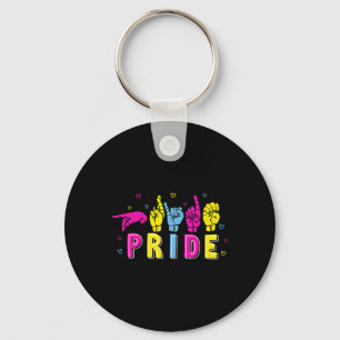 Asl Pride Pan Rainbow Sign Language Deaf Awareness Key Ring