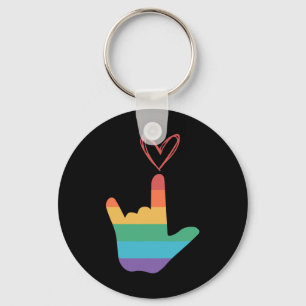 Asl Rainbow Love Symbol Deaf Key Ring
