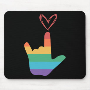 Asl Rainbow Love Symbol Deaf Mouse Mat