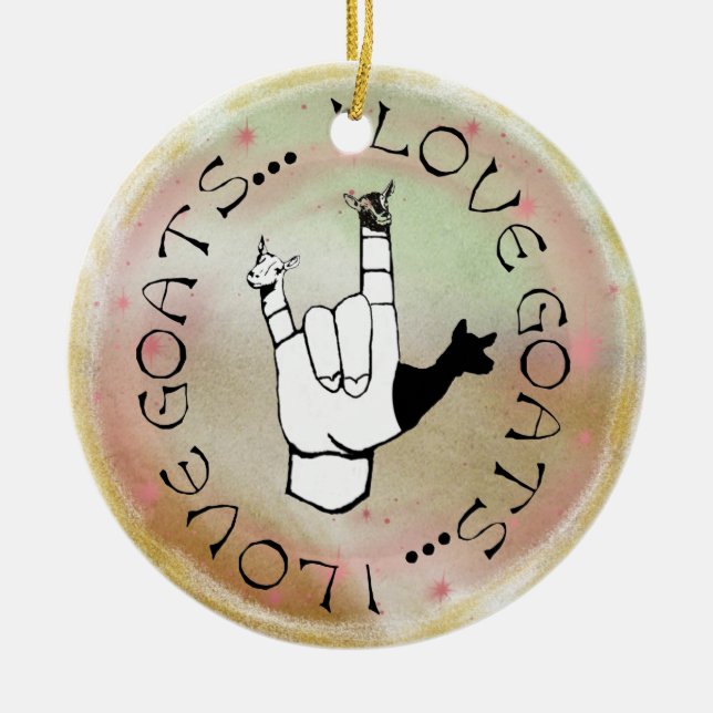 ASL SIGN I LOVE GOATS CHRISTMAS ORNAMENT (Front)
