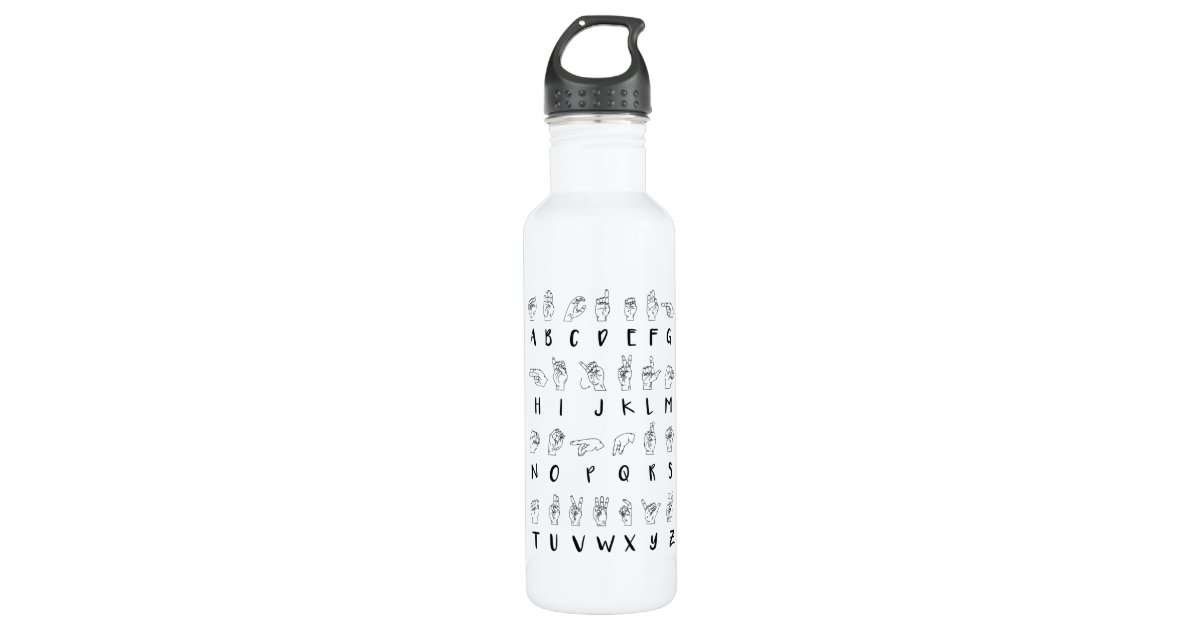ASL Sign Language Alphabet Learner Gift 710 Ml Water Bottle Zazzle