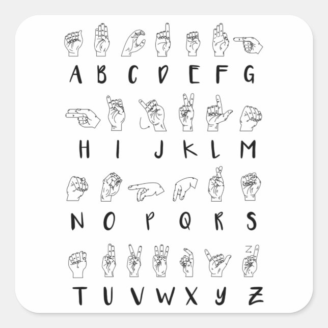 ASL Sign Language Alphabet Learner Gift Square Sticker (Front)