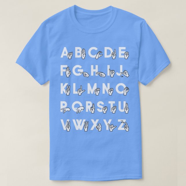 ASL Sign Language Alphabet White T-Shirt (Design Front)