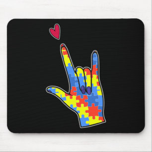 ASL Sign Language Autism Awareness Colourful Puzzl Mouse Mat