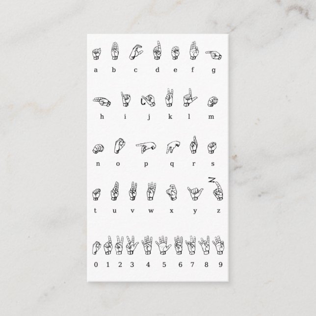 ASL, Sign Language Business Card (Front)