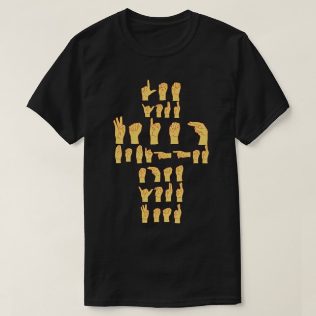 ASL Sign Language Hand Gestures T-Shirt (Design Front)