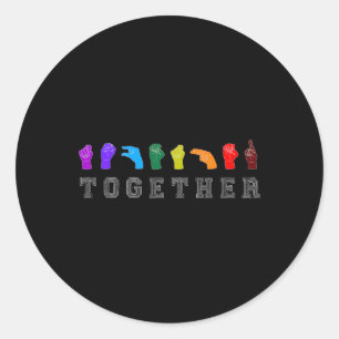 Asl Sign Language Handsigns Lgbt Awareness  Classic Round Sticker