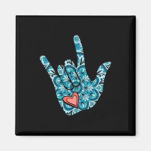 ASL Sign Language I Love You Gesture Heart Deaf Aw Magnet