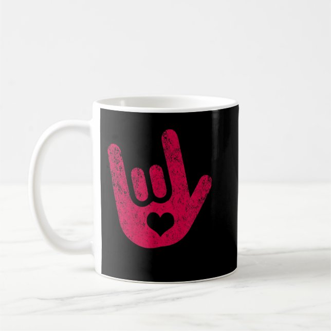 ASL Sign Language I Love You Sign Coffee Mug (Left)