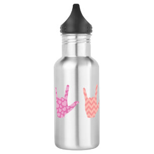 ASL Sign Language I Love You with Patterns Design 532 Ml Water Bottle