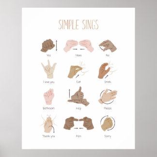 ASL Sign Language Poster Classroom Decor