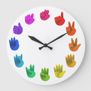 ASL Sign language rainbow color wheel light Large Clock