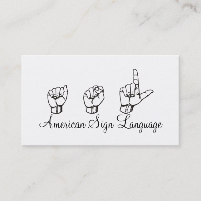 ASL, Sign Language,  Translator, Business Card (Front)