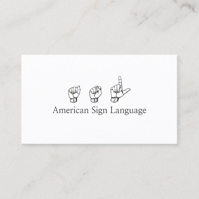 ASL, Sign Language,  Translator, Business Card (Front)