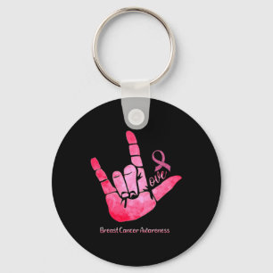 Asl Sign Love Breast Cancer Awareness Pink Ribbon Key Ring