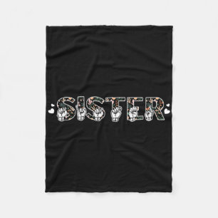 Asl Sister American Sign Language Deaf Awareness S Fleece Blanket