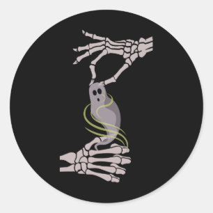 Asl Skeleton Hands Ghost Spooky Halloween Classic Round Sticker