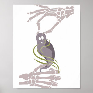 Asl Skeleton Hands Ghost Spooky Halloween Poster