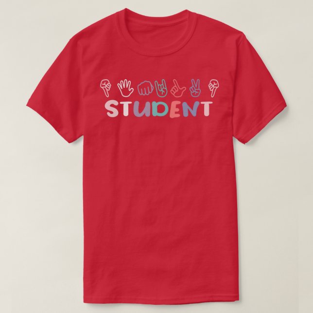 ASL Student Hand Sign Language Teachers Retro Inte T-Shirt (Design Front)