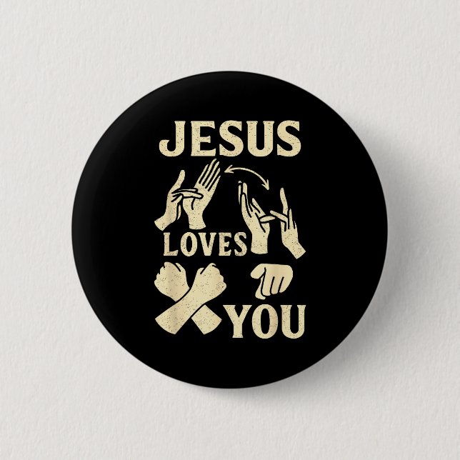 Asl Teacher American Sign Language Christian Jesus 6 Cm Round Badge (Front)