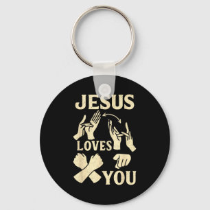 Asl Teacher American Sign Language Christian Jesus Key Ring