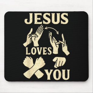 Asl Teacher American Sign Language Christian Jesus Mouse Mat