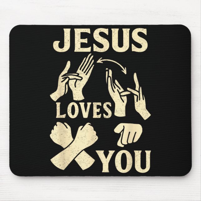Asl Teacher American Sign Language Christian Jesus Mouse Mat (Front)