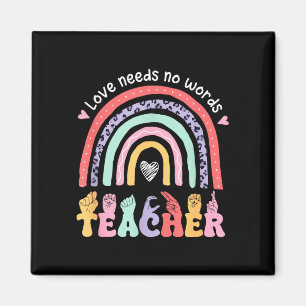 Asl teacher word in sign language awareness back magnet