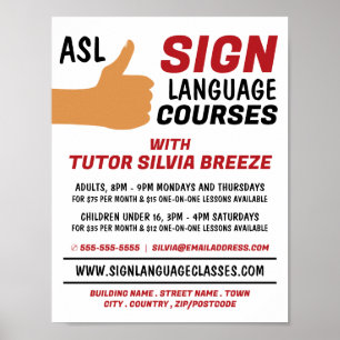 ASL Thumbs-up Gesture Sign Language Course Advert
